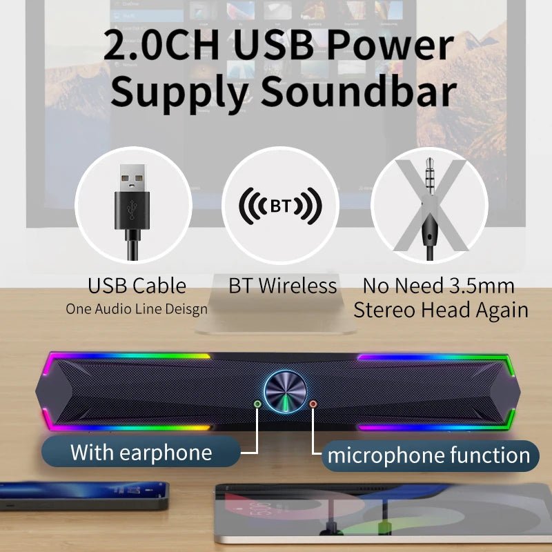 4D Bluetooth Computer Speaker Soundbar with Subwoofer for PC & Laptop