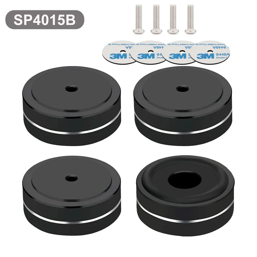 Equipment Feet 4 Pieces 40x15mm Speaker Isolation Feet Aluminum Feet With Non-Slip Rubber Rings,Suitable for Audio,Speakers