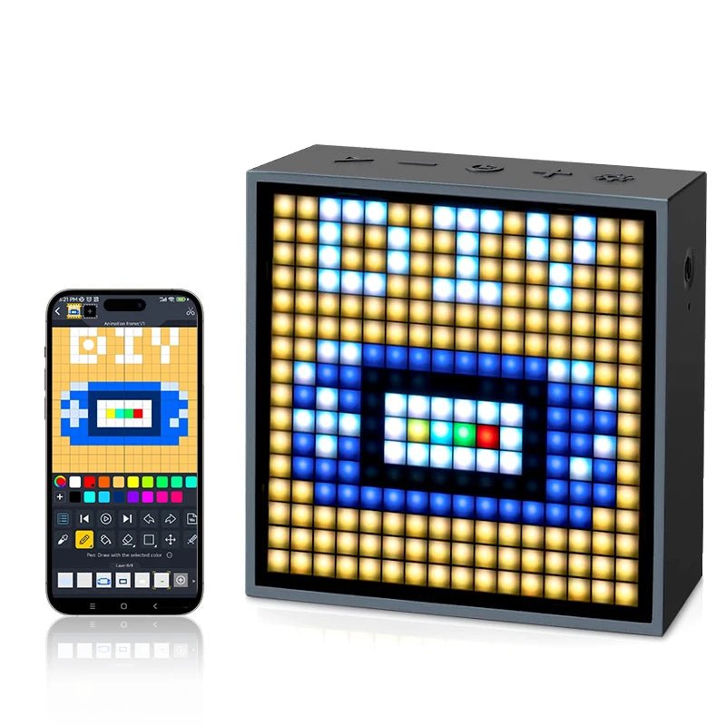 Divoom Timebox Evo Bluetooth Speaker with Clock, Alarm & Programmable LED Pixel Art Display – Unique Gift