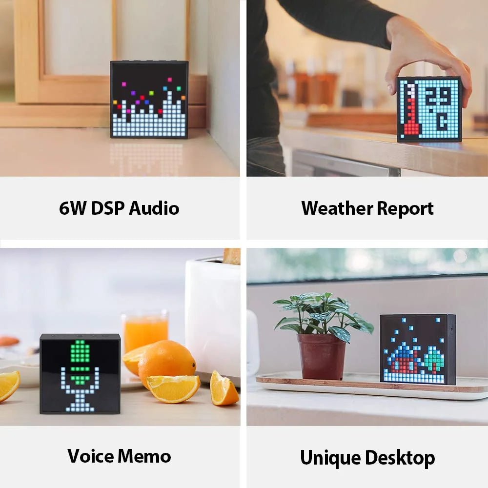 Divoom Timebox Evo Bluetooth Speaker with Clock, Alarm & Programmable LED Pixel Art Display – Unique Gift