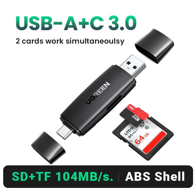 UGREEN Card Reader USB3.0&USB C to SD MicroSD TF Thunderbolt 3 for PC Laptop Accessories Smart Memory Cardreader SD Card Adapter