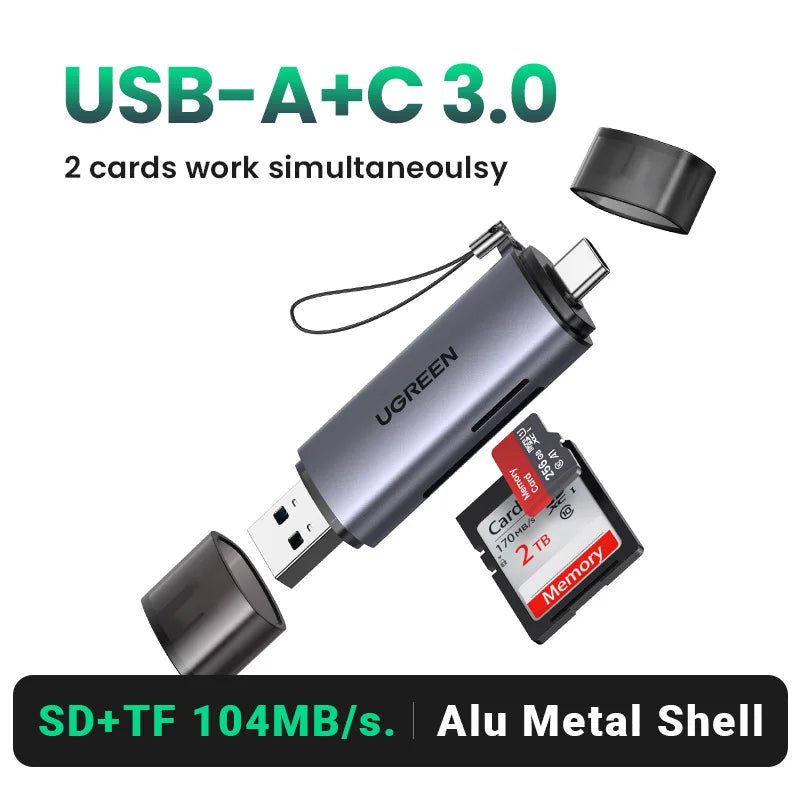 UGREEN Card Reader USB3.0&USB C to SD MicroSD TF Thunderbolt 3 for PC Laptop Accessories Smart Memory Cardreader SD Card Adapter