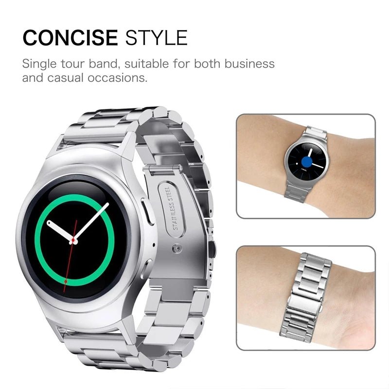 Stainless Steel Band for Samsung Gear S2 - Metal Strap with Connectors for SM-R720 Smartwatch - Shoplyi